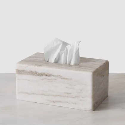 The Citizenry Riya Marble Tissue Box | Long | Natural