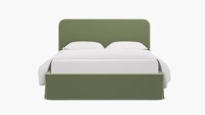 Skirted Platform Bed, Celadon Performance Plush Velvet, Twin