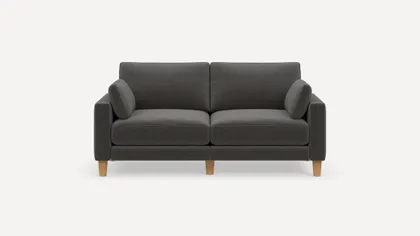 Union 2-Seat Sofa - Heather Charcoal - Performance Chenille / Oak - Wood / Round Leg