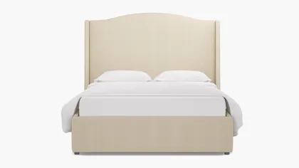 Curved Wingback Bed, Talc Everyday Linen, King
