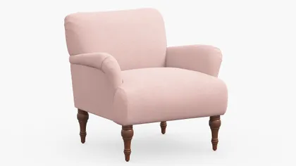 Traditional Accent Chair, Blush Everyday Linen