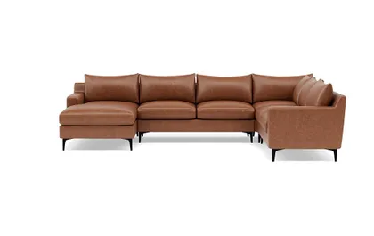 Sloan 4-Piece Leather Corner Sectional Sofa with Left Chaise