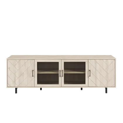 70" Herringbone Groove 4 Door TV Stand - Birch