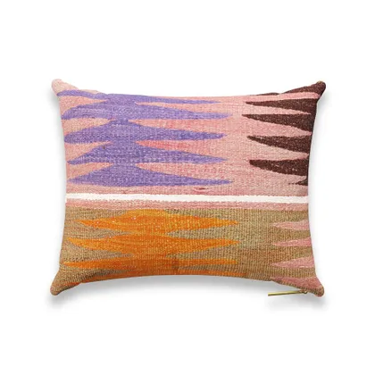 Shell Feathers Kilim Pillow by St. Frank | 16" W x 12" H | Cotton