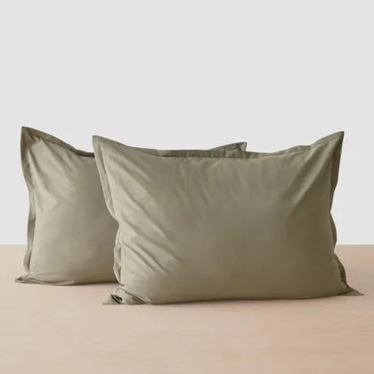 The Citizenry Stonewashed Organic Cotton Percale Shams | Standard | Olive