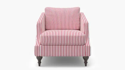 Slope Arm Chair, Red Classic Ticking Stripe, Espresso Turned Wood Leg