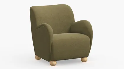 Bun Foot Accent Chair, Olive Everyday Linen