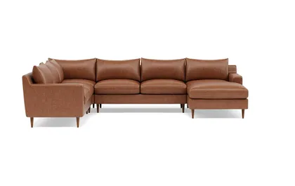 Sloan 4-Piece Leather Corner Sectional Sofa with Right Chaise