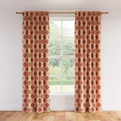 Printed Linen Curtain, Coral Solaire, 50" x 96", Privacy
