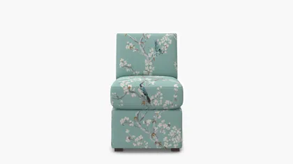 Petite Slipper Chair, Mint Cherry Blossom