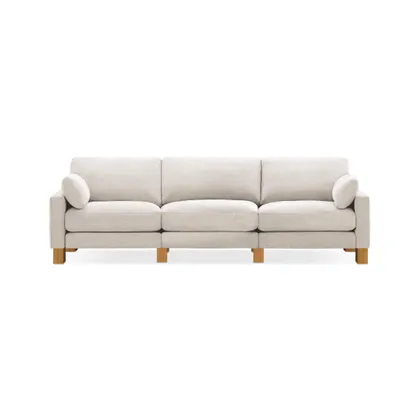 Union 3-Seat Sofa - Ivory - Performance Chenille / Oak - Wood / Square Leg