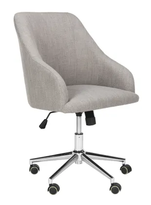 Adrienne Linen Chrome Leg Swivel Office Chair - Grey/Chrome - Safavieh