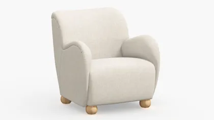 Bun Foot Accent Chair, Talc Everyday Linen