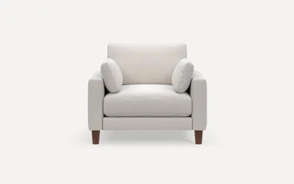 Union Armchair - Ivory - Performance Chenille / Walnut - Wood / Round Leg