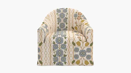 Slipcover Swivel Chair, Colonial Blue Floriline