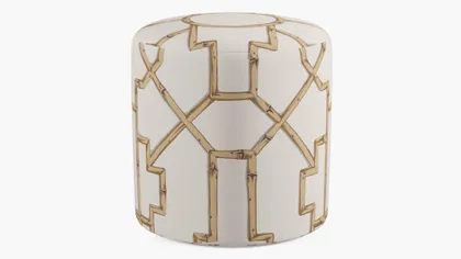 Drum Ottoman, Tan Baldwin Bamboo