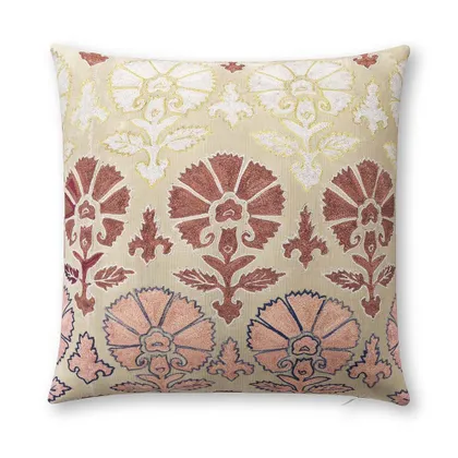Blush Daisy Suzani Outdoor Pillow by St. Frank | Pink | 18" W x 18" H | Polyester
