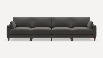 Union 4-Seat Sofa - Heather Charcoal - Performance Chenille / Walnut - Wood / Round Leg
