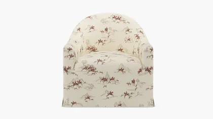 Slipcover Swivel Chair, Red Cotswold Hunt