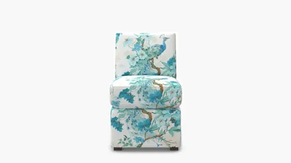 Petite Slipper Chair, Turquoise Peacock Park