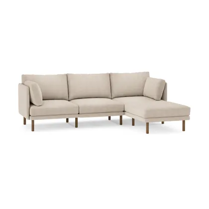 Field 4-Piece Sectional Lounger - Oatmeal - Performance Chenille / Walnut - Wood