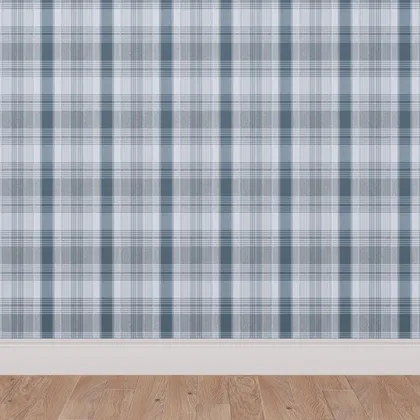 Peel and Stick Wallpaper Roll, Chambray Plaid