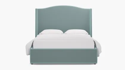Curved Wingback Bed, Spa Performance Plush Velvet, Queen