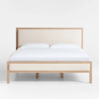 Keane Weathered Natural Wood Upholstered King Bed