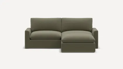 Russet 3-Piece Reversible Chaise Sectional - Moss Green - Performance Flatweave