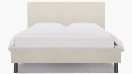 Tailored Platform Bed, White Classic Velvet, Queen