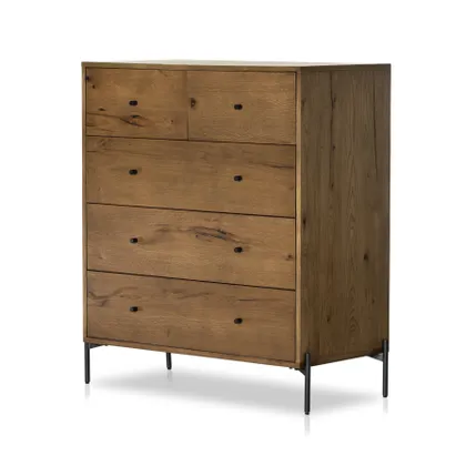 Eaton 5 Drawer Dresser - Amber Oak Resin