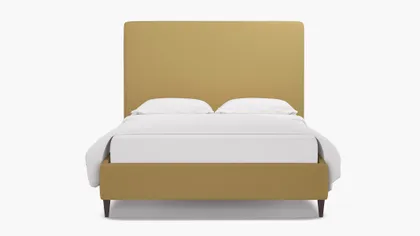 Classic Bed, French Yellow Everyday Linen, Espresso Square Tapered Leg, Twin