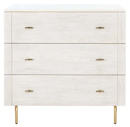 Genevieve 3 Drawer Dresser - Cream/White Washed - Safavieh