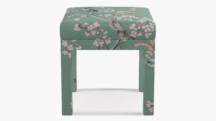 Parsons Ottoman, Mint Cherry Blossom