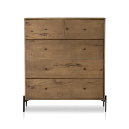 Eaton 5 Drawer Dresser - Amber Oak Resin