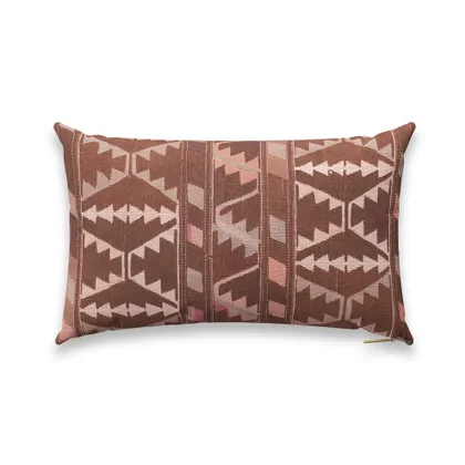 Toffee Cross Kilim Pillow by St. Frank | Brown | 26" W x 16" H | Cotton