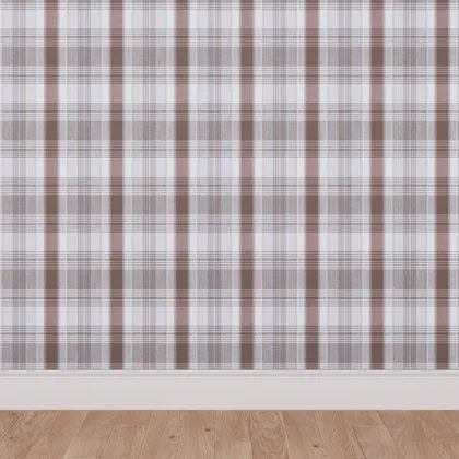 Peel and Stick Wallpaper Roll, Toffee Plaid