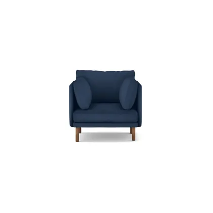 Field Armchair - Navy Blue - Performance Basketweave / Walnut - Wood