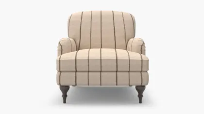 English Roll Arm Chair, Cocoa Felix, Espresso Turned Wood Leg