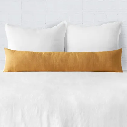 The Citizenry Prisha Linen Lumbar Pillow | 14" x 54" | Green