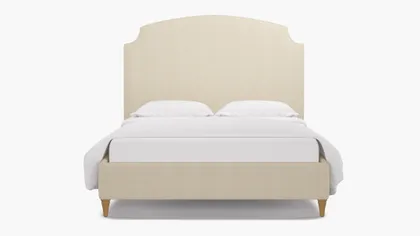 Cove Bed, Talc Everyday Linen, Natural Decorative Tapered Leg, King