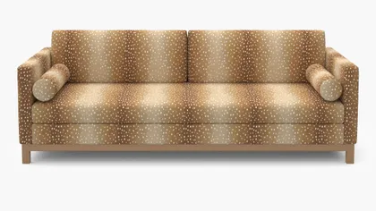 Tailored Tuxedo Sofa, Faline, Natural Wood Rail