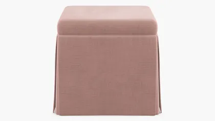 Skirted Storage Ottoman, Blush Everyday Linen