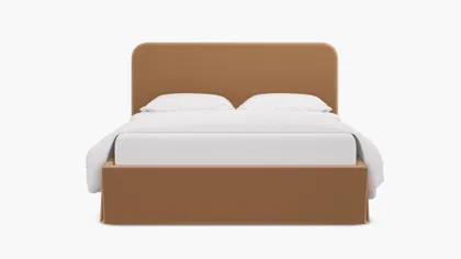 Skirted Platform Bed, Camel Performance Plush Velvet, Twin