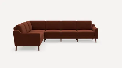 Nomad 6-Seat Corner Sectional - Sienna - Performance Brushed Chenille / Walnut - Wood / Slope