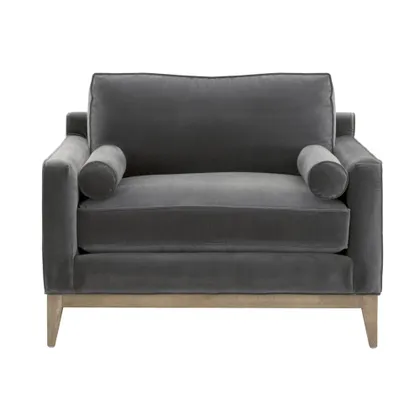 Parker Post Modern Sofa Chair, Dark Dove Velvet