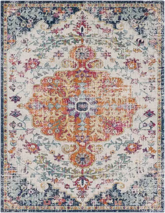 Harput Blue Indoor 7'10" x 10'2" Machine Woven Rug