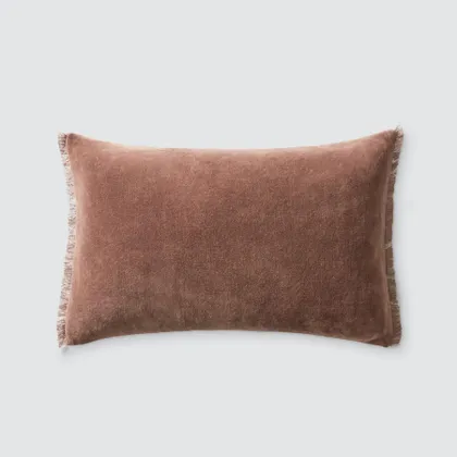 The Citizenry Naveta Velvet | Small Lumbar Pillow | 12" x 20" | Blue