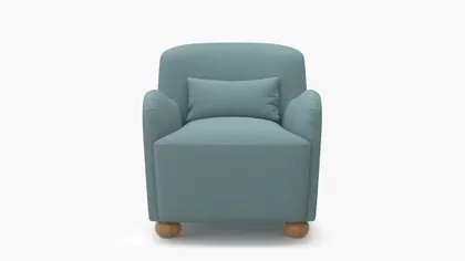 Club Chair, Seaglass Everyday Linen, Natural Bun Foot