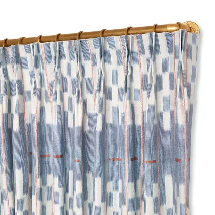 Chambray Lattice Baule French Pleat Curtain by St. Frank | Blue | 108" Panel | Cotton